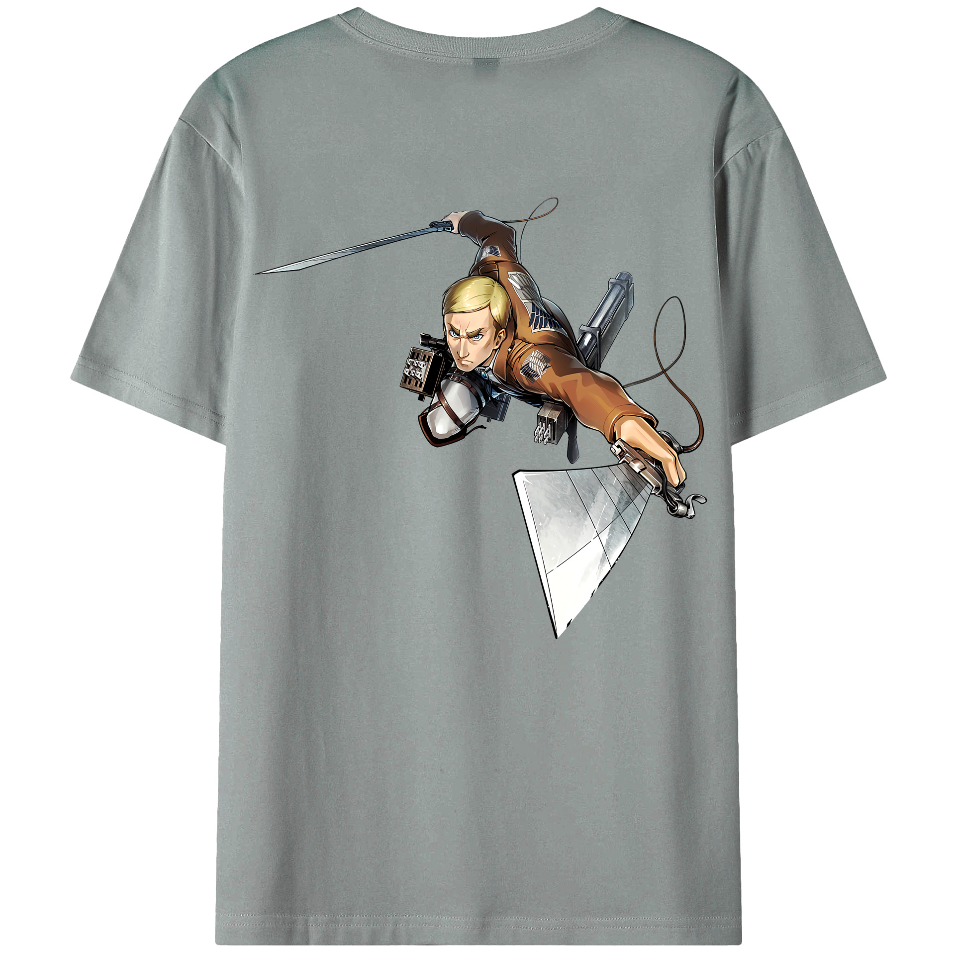 （画像用） 進撃の巨人 エルヴィン・スミス Attack on Titan Erwin Smith 綿100％ メンズ半袖Tシャツ（バックプリント） 通気性